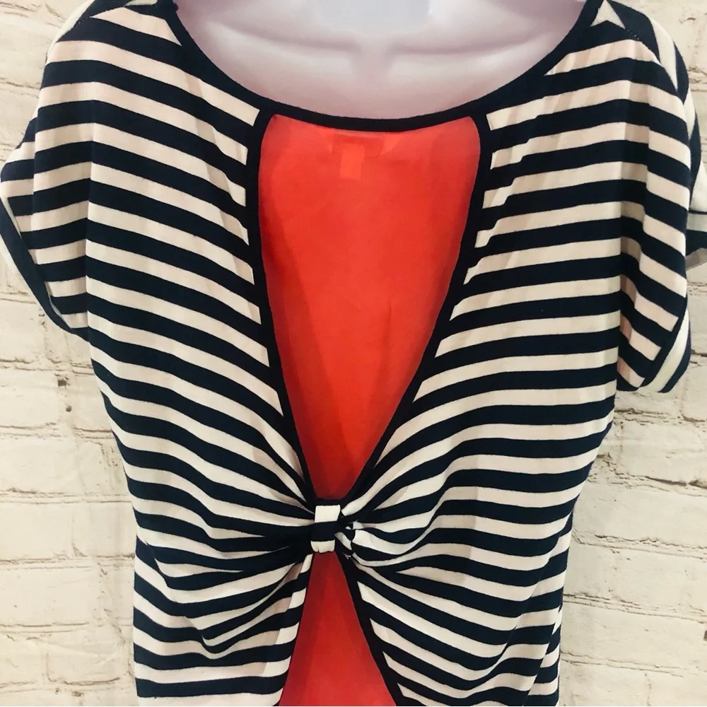 ❤️‍🔥Charming Charlie❤️‍🔥Striped SS Tee w/Sheer Back❤️‍🔥Measurements Pics❤️‍🔥 - Picture 5 of 11